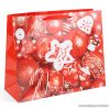 Karácsonyi ajándéktasak, piros karácsonyfadíszek design (58075D)