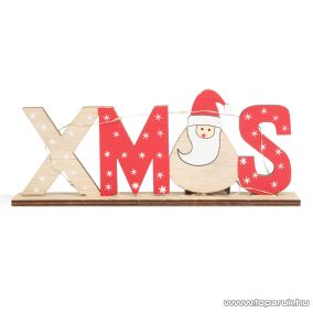   Karácsonyi LED-es fa polcdísz meleg fehér világítással, Mikulás design (58249A)