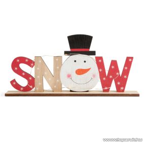   Karácsonyi LED-es fa polcdísz meleg fehér világítással, Hóember design (58249B)