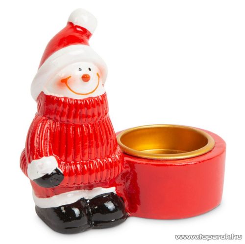 Karácsonyi kerámia teamécses tartó, hóember design (58259)