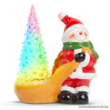   Karácsonyi RGB LED-es dekor hóember, kerámia, 13 x 7 x 15 cm (58272)