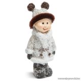 Karácsonyi dekor kerámia figura, havas kislány (58275A)