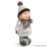 Karácsonyi dekor kerámia figura, havas kislány (58275B)