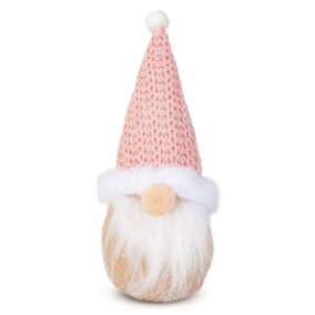   Karácsonyi skandináv manó dekoráció, rózsaszín sapkával, 17 cm magas