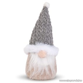   Karácsonyi skandináv manó dekoráció, szürke sapkával, 17 cm magas