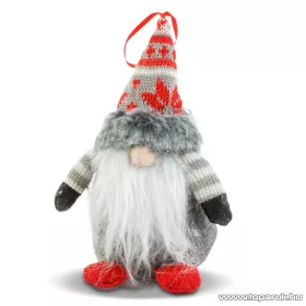   Karácsonyi skandináv manó dekoráció, skandináv mintás sapkával, 20 cm magas (58348)