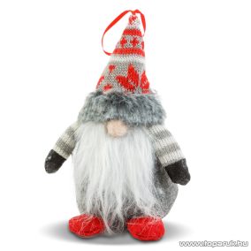   Karácsonyi skandináv manó dekoráció, skandináv mintás sapkával, 20 cm magas (58348)