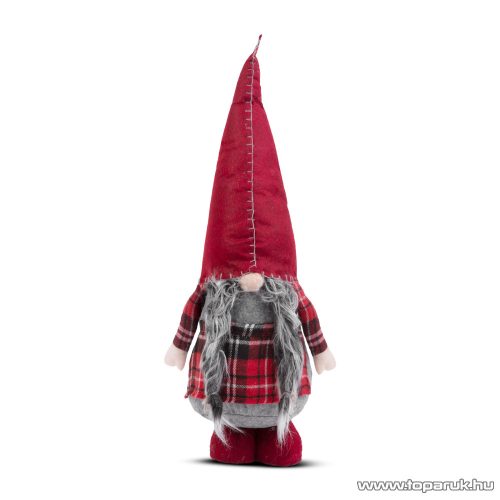 Karácsonyi skandináv manó dekoráció, piros sapkával, 60 cm magas