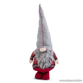   Karácsonyi skandináv manó dekoráció, szürke sapkával, 95 cm magas