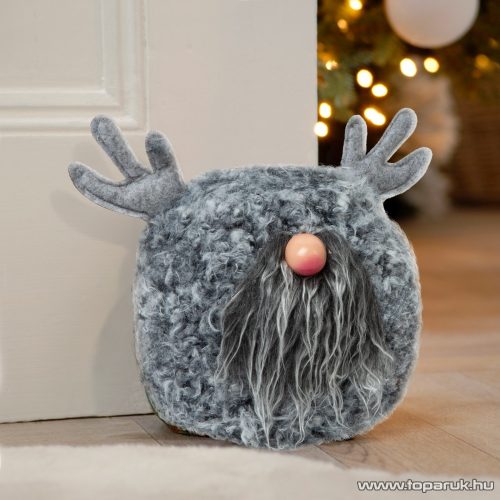 Karácsonyi skandináv manó dekoráció, ajtótámasz, rénszarvas, 15 cm