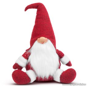   Karácsonyi skandináv LED-es manó dekoráció, piros sapkával, 35 cm magas