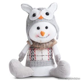   Karácsonyi hóember dekoráció, baglyos sapkában, 30 x 20 x 14 cm (58729B)