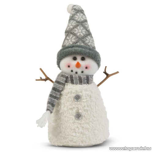 Karácsonyi hóember dekoráció, bot kezekkel és sapkában, 35 x 22 cm (58730A)