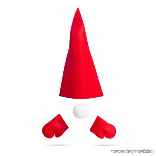 Kültéri karácsonyi manó dekoráció szett tujára, filc, piros, 60 x 39 cm 