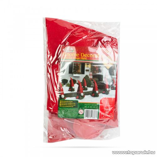 Kültéri karácsonyi manó dekoráció szett tujára, filc, piros, 60 x 39 cm 