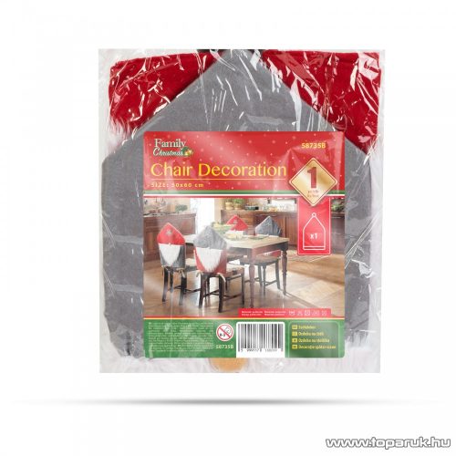 Karácsonyi székdekor, skandináv manó, 50 x 60 cm, szürke/piros (58735B)