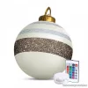 Kültéri felfújható RGB LED-es óriás karácsonyi gömb távirányítóval, fehér / barna színű, 60 cm (58740A)