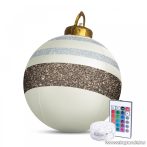   Kültéri felfújható RGB LED-es óriás karácsonyi gömb távirányítóval, fehér / barna színű, 60 cm (58740A)