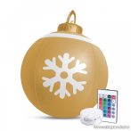   Kültéri felfújható RGB LED-es óriás karácsonyi gömb távirányítóval, arany színű, 60 cm (58740B)