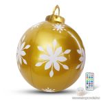  Kültéri felfújható RGB LED-es óriás karácsonyi gömb távirányítóval, arany színű, 60 cm (58740D)
