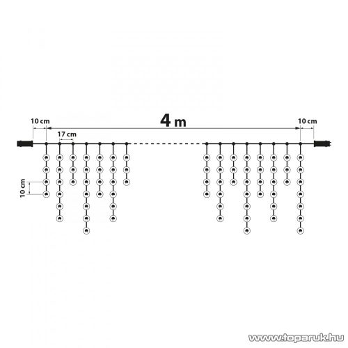 Family Decor 58901A Kültéri toldható hálózati fényfüggöny, 200 db melegfehér LED-del, 8 programos, IP44, 4,2 m
