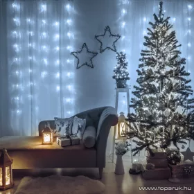   Family Decor 58901B Kültéri toldható hálózati fényfüggöny, 200 db hidegfehér LED-del, 8 programos, IP44, 4,2 m