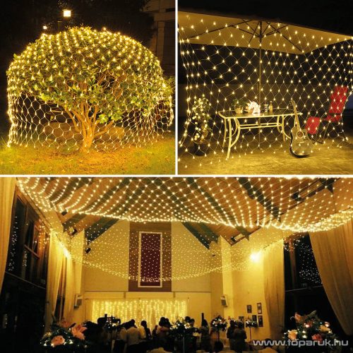 Family Decor 58908A Kültéri távirányítható hálózati LED-es fényháló, 100 db melegfehér LED-del, 150 x 150 cm