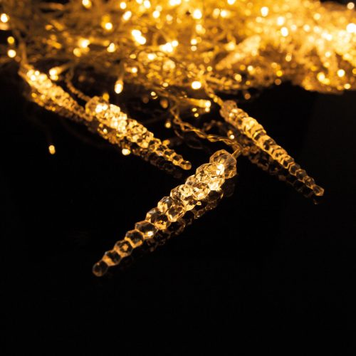 Kültéri LED-es jégcsap füzér, fényfüggöny 180 db melegfehér LED-del, 350 x 70 cm (58915)