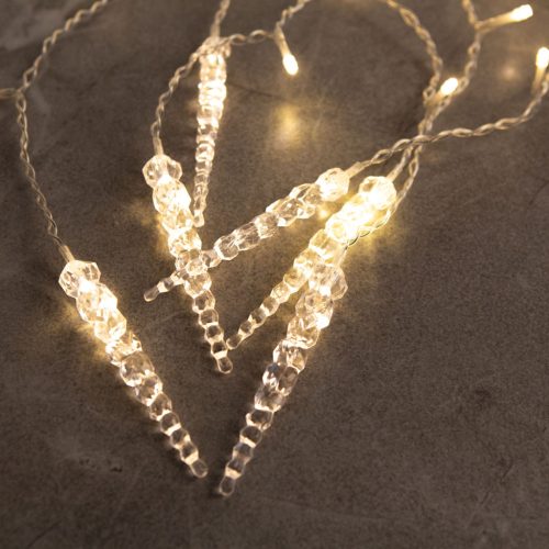 Kültéri LED-es jégcsap füzér, fényfüggöny 180 db melegfehér LED-del, 350 x 70 cm (58915)