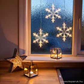   Beltéri LED-es világító hópehely dekoráció, melegfehér, 16 x 19 cm (58929)