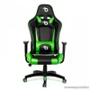 bemada BMD1106GR Ergonómikus kialakítású gamer forgószék, derék- és nyakpárnával, max. 110 kg terhelhetőséggel, zöld / fekete