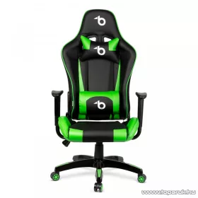   bemada BMD1106GR Ergonómikus kialakítású gamer forgószék, derék- és nyakpárnával, max. 110 kg terhelhetőséggel, zöld / fekete