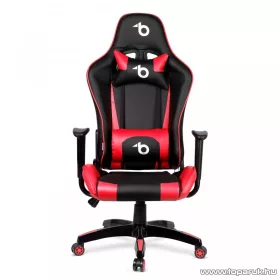   bemada BMD1106RD Ergonómikus kialakítású gamer forgószék, derék- és nyakpárnával, max. 110 kg terhelhetőséggel, piros / fekete