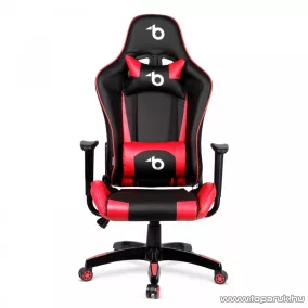   bemada BMD1106RD Ergonómikus kialakítású gamer forgószék, derék- és nyakpárnával, max. 110 kg terhelhetőséggel, piros / fekete