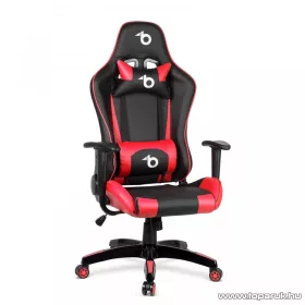   bemada BMD1106RD Ergonómikus kialakítású gamer forgószék, derék- és nyakpárnával, max. 110 kg terhelhetőséggel, piros / fekete