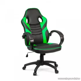   bemada BMD1109GR Gamer forgószék karfával, max. 110 kg terhelhetőséggel, zöld-fekete