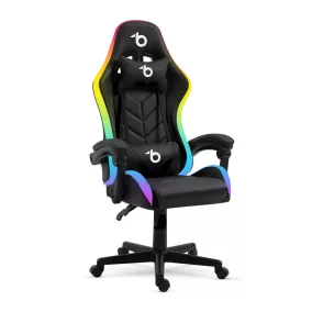   bemada BMD1115BK Irodai forgószék, RGB LED-es világító gamer szék karfával, párnával, max. 120 kg terhelhetőséggel, fekete