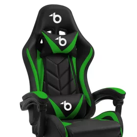   bemada BMD1115GR Irodai forgószék, RGB LED-es világító gamer szék karfával, párnával, max. 120 kg terhelhetőséggel, fekete / zöld