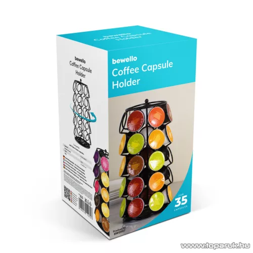 Bewello Fém kávékapszula tartó 35 db Dolce Gusto kapszulához, álló kivitel, fekete (BW0997)