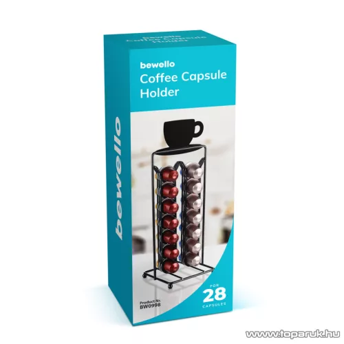Bewello Fém kávékapszula tartó 28 db Nespresso kapszulához, álló kivitel, fekete (BW0998)
