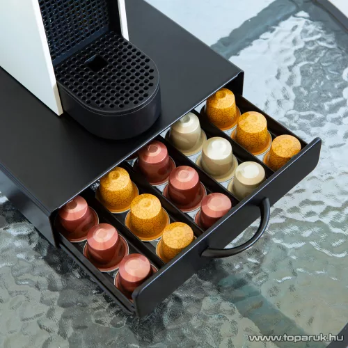 Bewello Fém kávékapszula tartó 50 db Nespresso kapszulához, fiókos, matt fekete (BW1000A)