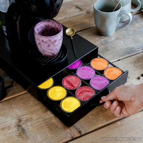 Bewello Fém kávékapszula tartó 20 db Dolce Gusto kapszulához, fiókos, matt fekete (BW1000B)