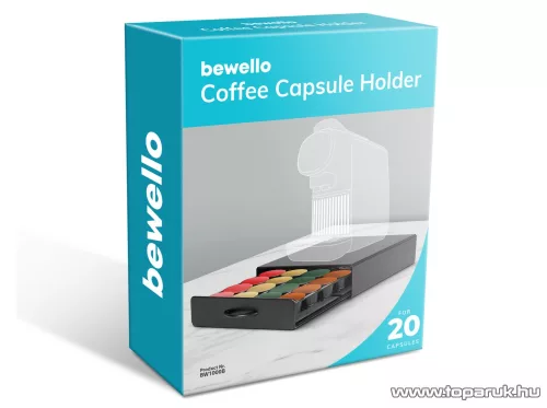 Bewello Fém kávékapszula tartó 20 db Dolce Gusto kapszulához, fiókos, matt fekete (BW1000B)