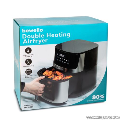 bewello BW1002C XXL Digitális érintőgombos alul-felül fűtőszálas forrólevegős olaj nélküli légkeveréses Air Fryer sütő, olajsütő, fritőz, 7,5 literes, 2000 W