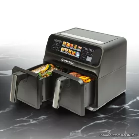   bewello BW1002D XXL Digitális érintőgombos alul-felül fűtőszálas dupla kosaras forrólevegős olaj nélküli légkeveréses Air Fryer sütő, olajsütő, fritőz, 8 literes, 2200 W