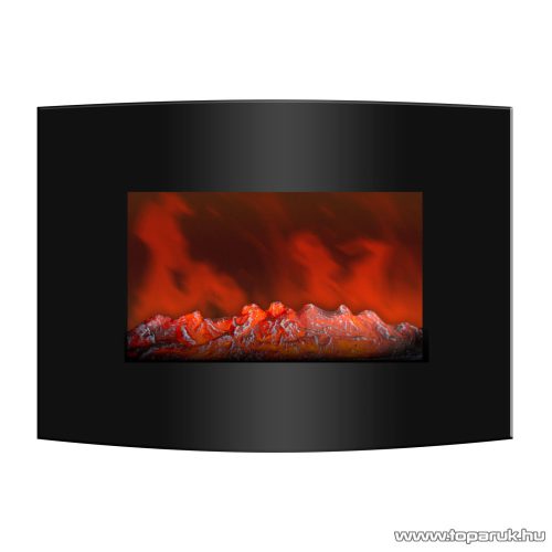 bewello BW2019 Elektromos LED-es, íves fali / szabadonálló kandalló hősugárzó + távirányító, 2000 W, fekete