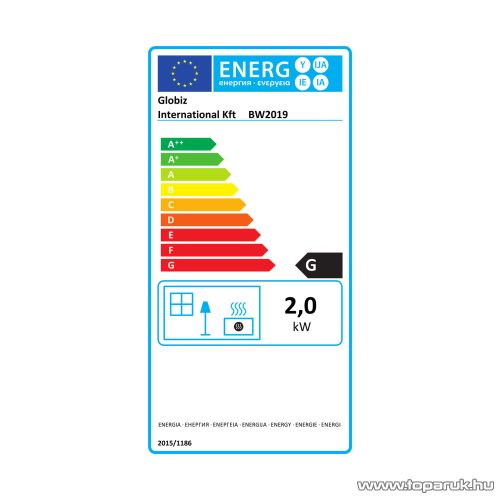 bewello BW2019 Elektromos LED-es, íves fali / szabadonálló kandalló hősugárzó + távirányító, 2000 W, fekete