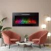 bewello BW2024 Falba beépíthető elektromos RGB LED-es beépíthető kandalló hősugárzó + távirányító, 91 x 15 x 48 cm