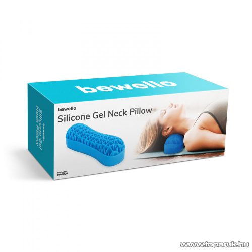 bewello BW4006 Szilikon gél nyakpárna, cipzáros huzattal, kék, 27 x 9 x 9 cm