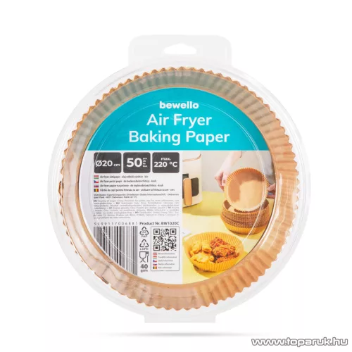 Bewello Sütőpapír Air Fryer forrólevegős sütőkbe, kerek, 20 cm átmérő, 50 db/csomag (BW1020C)